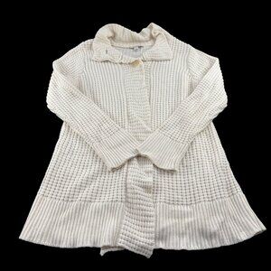 Liz Claiborne Womens Cream Knit Cardigan Sweater size Large Cotton Blend Soft